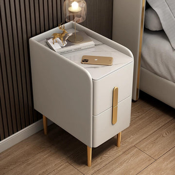 24″ Narrow Bedside Table - Off-White Modern Wood Nightstand Only